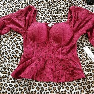 Haute Monde red lace Top